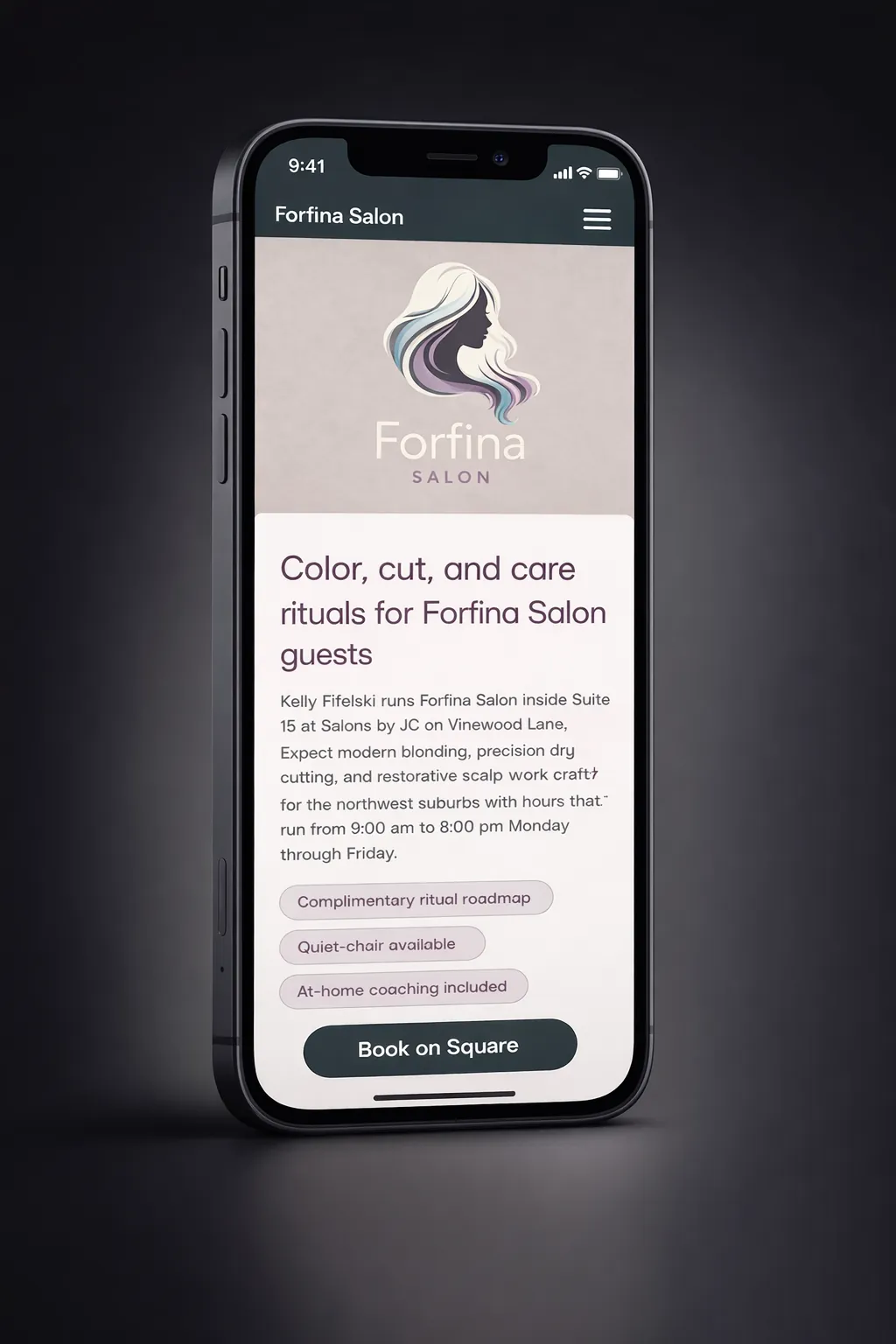 Forfina Salon site preview